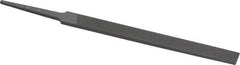 Grobet - 4" Standard Precision Swiss Pattern Regular Pillar File - Double Cut, 3/8" Width Diam x 1/8" Thick, With Tang - Apex Tool & Supply