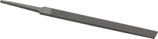 Grobet - 4" Standard Precision Swiss Pattern Regular Pillar File - Double Cut, 3/8" Width Diam x 1/8" Thick, With Tang - Apex Tool & Supply