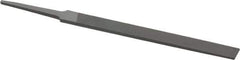Grobet - 4" Standard Precision Swiss Pattern Regular Pillar File - Double Cut, 3/8" Width Diam x 1/8" Thick, With Tang - Apex Tool & Supply