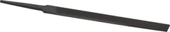 Grobet - 4" Standard Precision Swiss Pattern Regular Pillar File - Double Cut, 3/8" Width Diam x 1/8" Thick, With Tang - Apex Tool & Supply
