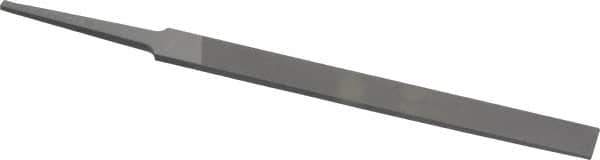 Grobet - 4" Standard Precision Swiss Pattern Regular Pillar File - Double Cut, 3/8" Width Diam x 1/8" Thick, With Tang - Apex Tool & Supply