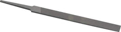 Grobet - 4" Standard Precision Swiss Pattern Regular Pillar File - Double Cut, 3/8" Width Diam x 1/8" Thick, With Tang - Apex Tool & Supply