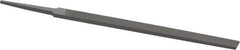 Grobet - 6" Standard Precision Swiss Pattern Regular Pillar File - Double Cut, 1/2" Width Diam x 11/64" Thick, With Tang - Apex Tool & Supply