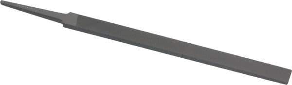 Grobet - 6" Standard Precision Swiss Pattern Regular Pillar File - Double Cut, 1/2" Width Diam x 11/64" Thick, With Tang - Apex Tool & Supply