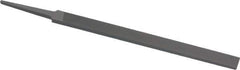 Grobet - 6" Standard Precision Swiss Pattern Regular Pillar File - Double Cut, 1/2" Width Diam x 11/64" Thick, With Tang - Apex Tool & Supply