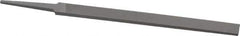 Grobet - 6" Standard Precision Swiss Pattern Regular Pillar File - Double Cut, 1/2" Width Diam x 11/64" Thick, With Tang - Apex Tool & Supply