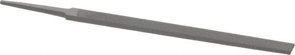 Grobet - 6" Standard Precision Swiss Pattern Regular Pillar File - Double Cut, 1/2" Width Diam x 11/64" Thick, With Tang - Apex Tool & Supply