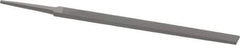 Grobet - 6" Standard Precision Swiss Pattern Regular Pillar File - Double Cut, 1/2" Width Diam x 11/64" Thick, With Tang - Apex Tool & Supply