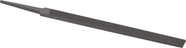 Grobet - 6" Standard Precision Swiss Pattern Regular Pillar File - Double Cut, 1/2" Width Diam x 11/64" Thick, With Tang - Apex Tool & Supply