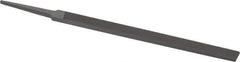 Grobet - 6" Standard Precision Swiss Pattern Regular Pillar File - Double Cut, 1/2" Width Diam x 11/64" Thick, With Tang - Apex Tool & Supply