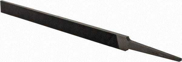 Grobet - 6" Standard Precision Swiss Pattern Regular Pillar File - Double Cut, 1/2" Width Diam x 11/64" Thick, With Tang - Apex Tool & Supply