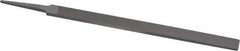 Grobet - 8" Standard Precision Swiss Pattern Regular Pillar File - 19/32" Width Diam x 13/64" Thick, With Tang - Apex Tool & Supply