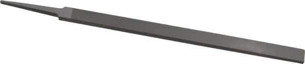 Grobet - 8" Standard Precision Swiss Pattern Regular Pillar File - Double Cut, 19/32" Width Diam x 13/64" Thick, With Tang - Apex Tool & Supply