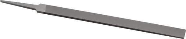 Grobet - 8" Standard Precision Swiss Pattern Regular Pillar File - Double Cut, 19/32" Width Diam x 13/64" Thick, With Tang - Apex Tool & Supply