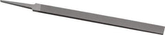 Grobet - 8" Standard Precision Swiss Pattern Regular Pillar File - Double Cut, 19/32" Width Diam x 13/64" Thick, With Tang - Apex Tool & Supply