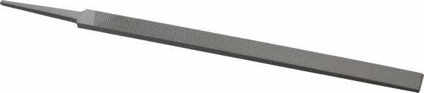 Grobet - 10" Standard Precision Swiss Pattern Regular Pillar File - Double Cut, 23/32" Width Diam x 15/64" Thick, With Tang - Apex Tool & Supply
