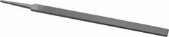 Grobet - 10" Standard Precision Swiss Pattern Regular Pillar File - Double Cut, 23/32" Width Diam x 15/64" Thick, With Tang - Apex Tool & Supply