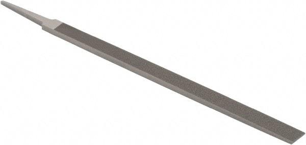 Grobet - 12" Standard Precision Swiss Pattern Regular Pillar File - Double Cut, 25/32" Width Diam x 9/32" Thick, With Tang - Apex Tool & Supply