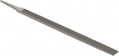 Grobet - 12" Standard Precision Swiss Pattern Regular Pillar File - Double Cut, 25/32" Width Diam x 9/32" Thick, With Tang - Apex Tool & Supply