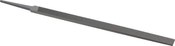 Grobet - 12" Standard Precision Swiss Pattern Regular Pillar File - Double Cut, 25/32" Width Diam x 9/32" Thick, With Tang - Apex Tool & Supply
