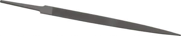 Grobet - 6" Standard Precision Swiss Pattern Warding File - Double Cut, 5/8" Width Diam x 5/64" Thick, With Tang - Apex Tool & Supply