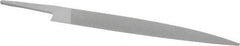 Grobet - 6" Standard Precision Swiss Pattern Knife File - Double Cut, 23/32" Width Diam x 5/32" Thick, With Tang - Apex Tool & Supply