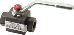 Parker - 3/8" Pipe, Carbon Steel Standard Ball Valve - Inline - Two Way Flow, FNPT x FNPT Ends, Lever Handle, 7,500 WOG - Apex Tool & Supply