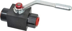 Parker - 1/2" Pipe, Carbon Steel Standard Ball Valve - Inline - Two Way Flow, FNPT x FNPT Ends, Lever Handle, 7,500 WOG - Apex Tool & Supply