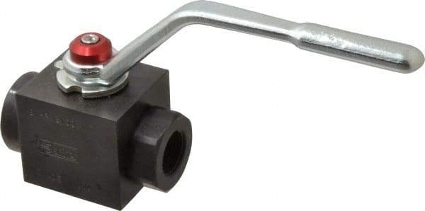 Parker - 3/4" Pipe, Carbon Steel Standard Ball Valve - Inline - Two Way Flow, FNPT x FNPT Ends, Lever Handle, 6,000 WOG - Apex Tool & Supply