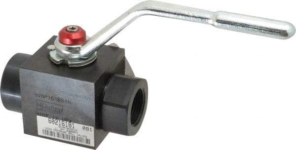 Parker - 1" Pipe, Carbon Steel Standard Ball Valve - Inline - Two Way Flow, FNPT x FNPT Ends, Lever Handle, 6,000 WOG - Apex Tool & Supply