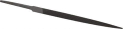 Grobet - 4" Standard Precision Swiss Pattern Three Square File - Double Cut, 9/32" Width Diam, With Tang - Apex Tool & Supply