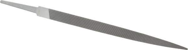 Grobet - 8" Standard Precision Swiss Pattern Three Square File - Double Cut, 1/2" Width Diam, With Tang - Apex Tool & Supply