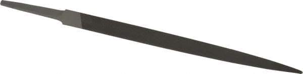 Grobet - 8" Standard Precision Swiss Pattern Three Square File - Double Cut, 1/2" Width Diam, With Tang - Apex Tool & Supply