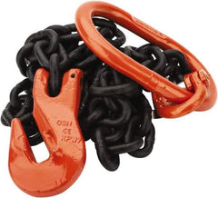 Pewag - 5' Long, 3,500 Lb Basket Capacity, 3,500 Lb Vertical Capacity, Alloy Steel Web Sling - SOG Chain Sling, 9/32" Diam Chain, Silver (Color), with Grab Hook & Master Link - Apex Tool & Supply