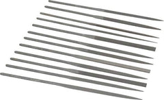 Grobet - 12 Piece Swiss Pattern File Set - 6-1/4" Long, 0 Coarseness, Set Includes Barrette, Crossing, Equalling, Half Round, Knife, Marking, Round, Round Edge Joint, Slitting, Square, Three Square, Warding - Apex Tool & Supply