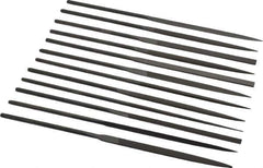 Grobet - 12 Piece Swiss Pattern File Set - 6-1/4" Long, 6 Coarseness, Set Includes Barrette, Crossing, Equalling, Half Round, Knife, Marking, Round, Round Edge Joint, Slitting, Square, Three Square, Warding - Apex Tool & Supply