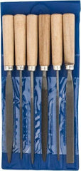 Grobet - 6 Piece American Pattern File Set - 7" Long, Set Includes Flat, Half Round, Round, Square, Three Square, Warding - Apex Tool & Supply
