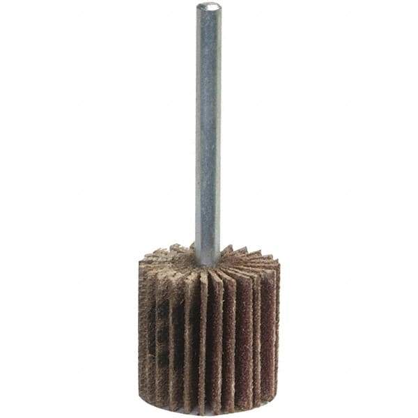 Norton - Mounted Flap Wheel - Coarse Grade, Aluminum Oxide, Coated, 1/4" Shank Mount, Cloth Backing - Apex Tool & Supply