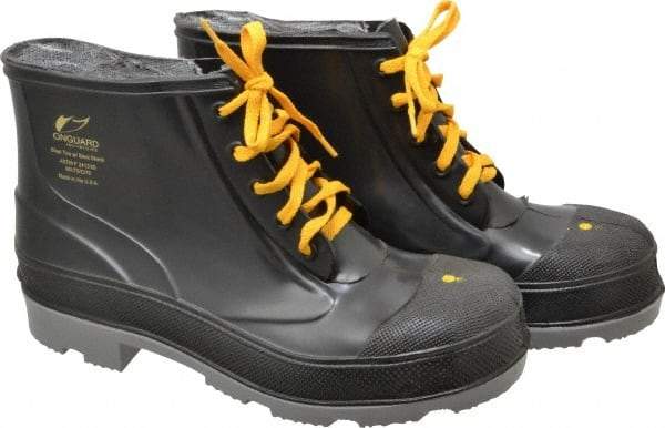 Dunlop Protective Footwear - Men's Size 11 Medium Width Steel Work Boot - Black, Polyurethane, PVC Upper, 6" High, Chemical Resistant, Dielectric, Non-Slip - Apex Tool & Supply