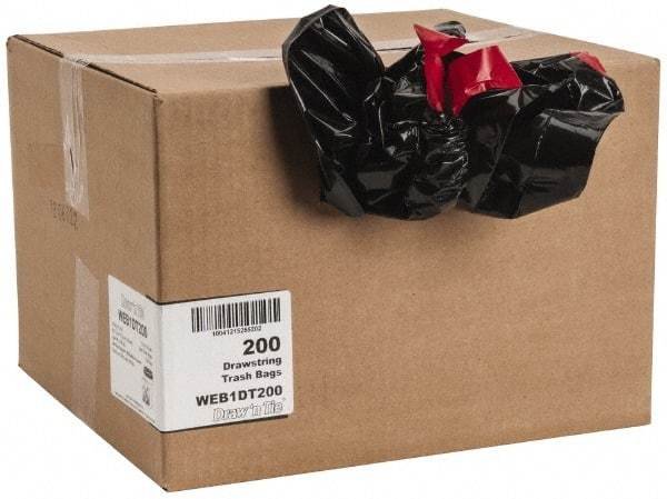 PRO-SOURCE - 1.2 mil Thick, Household/Office Trash Bags - Hexene Resins, Drawstring, 30-1/2" Wide x 34" High, Black - Apex Tool & Supply