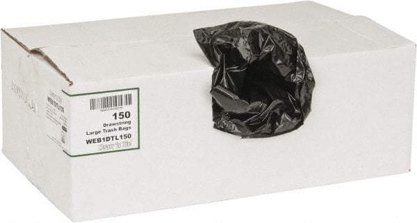 PRO-SOURCE - 1.2 mil Thick, Household/Office Trash Bags - Hexene Resins, Drawstring, 33-1/2" Wide x 38" High, Black - Apex Tool & Supply