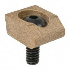 Mitee-Bite - 8-32 Screw Thread, 1/2" Wide x 0.1" High, Smooth Brass Standard Style Screw Mount Toe Clamp - 400 Lb Holding Force, 25" Lb Torque, 2.01 Lb Ft Torque, 11994" Long Extension, 0.016" Throw, 8 Clamps in Package - Apex Tool & Supply