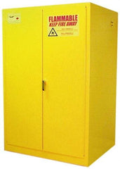 Eagle - 2 Door, 2 Shelf, Yellow Steel Standard Safety Cabinet for Flammable and Combustible Liquids - 65" High x 43" Wide x 34" Deep, Manual Closing Door, 3 Point Key Lock, 90 Gal Capacity - Apex Tool & Supply