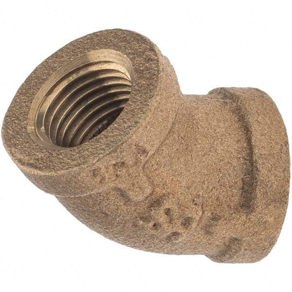 Merit Brass - Class 125, 1/4" Internal Pipe, Brass 45° Street Elbow - FBSPT x FBSPT - Apex Tool & Supply