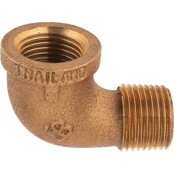 Merit Brass - Class 125, 1/2" Internal Pipe, Brass 90° Street Elbow - FBSPT x MBSPT - Apex Tool & Supply