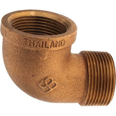 Merit Brass - Class 125, 1-1/4" Internal Pipe, Brass 90° Street Elbow - FBSPT x MBSPT - Apex Tool & Supply