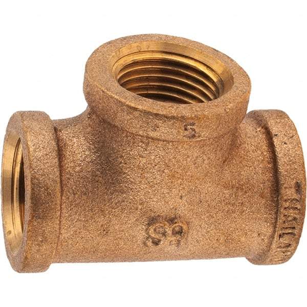 Merit Brass - Class 125, 1/2" Internal Pipe, Brass Tee - FBSPT x FBSPT x FBSPT - Apex Tool & Supply