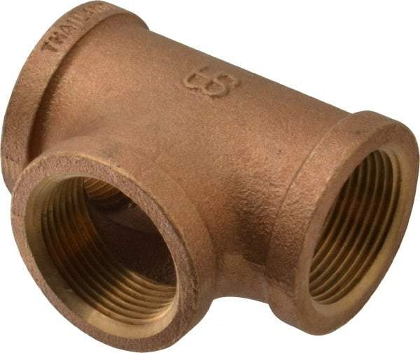 Merit Brass - Class 125, 1-1/4" Internal Pipe, Brass Tee - FBSPT x FBSPT x FBSPT - Apex Tool & Supply