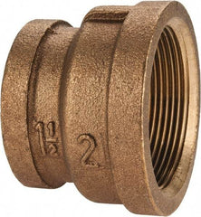 Merit Brass - Class 125, 2 x 1-1/2" Internal Pipe, Brass Reducing Coupling - FBSPT x FBSPT - Apex Tool & Supply