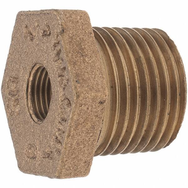 Merit Brass - Class 125, 1/2 x 1/8" Internal Pipe, Brass Hex Bushing - MBSPT x FBSPT - Apex Tool & Supply